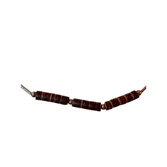 Vintage Silvertone Bead Brown Necklace 18" Barrel Clasp Screw Closure - Picture 8 of 13